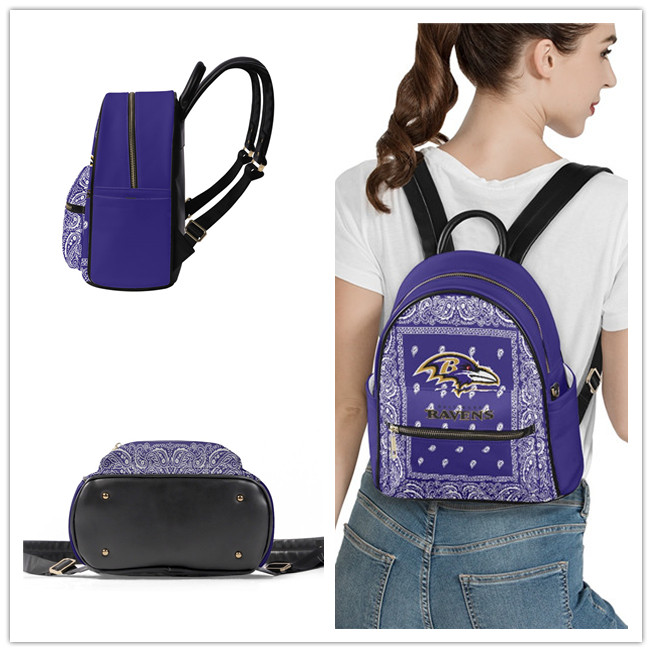 Baltimore Ravens PU Leather Casual Backpack 001